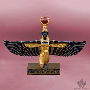 The Twinflame Bringer Goddess Hathor Winged Statue - Activated to Attract True Love -  Handmade in Egypt