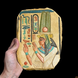 Breathtaking Wall Mounted Egyptian Sunken Relief of Queen Nefertari - Stone Egyptian Relief - Egyptian Wall Decor - Handmade in Egypt