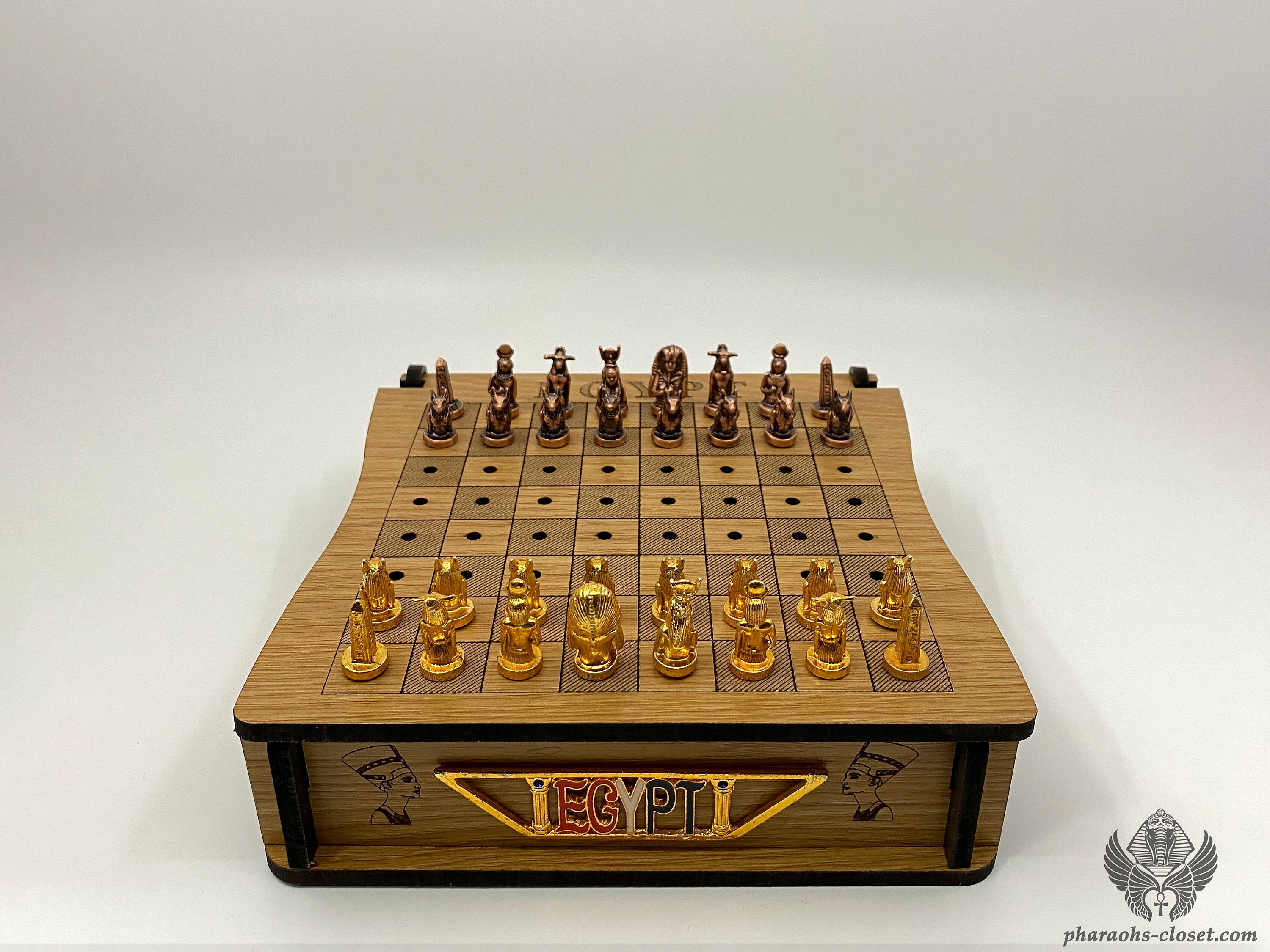 Unique Egyptian Wooden Chess With Copper Chess Pieces -  Portugal