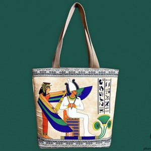 Sac à bandoulière égyptien Isis et Osiris pour homme et femme - Sac à main fourre-tout égyptien unique pour faire du shopping, voyager et pique-niquer - Fait main en Egypte