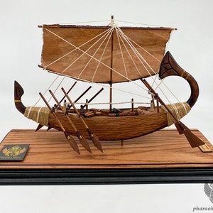 The Royal Ship of Pharaoh Tutankhamun - Unique Ancient Egyptian Wooden Solar Ship of King Tut - Tutankhamun Collectibles - Handmade In Egypt