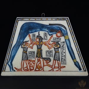 Egyptian Plaque of Goddess Nut Carved From Real Alabaster Stone - Egyptian Wall Art - Egyptian Decor - Egyptian Stele - Handmade In Egypt