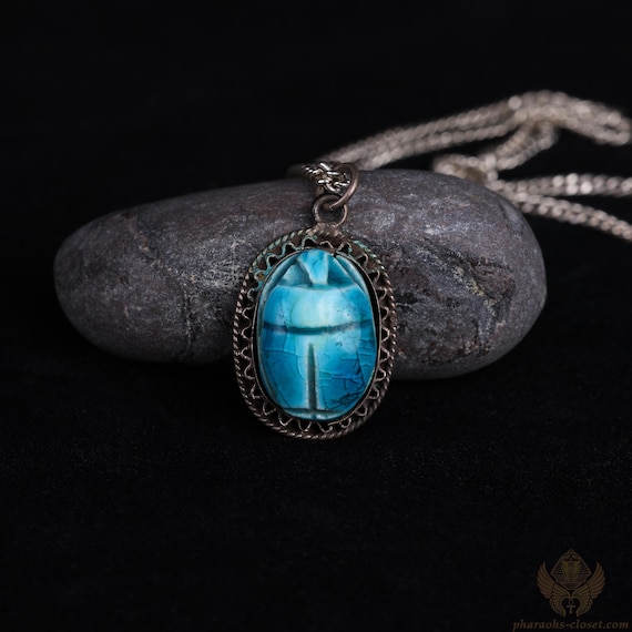 Pendentif Collier Céramique Antique - Inspiration Grèce Etrusque Rome Egypte Scarabée - Neuf Avec étiquettes