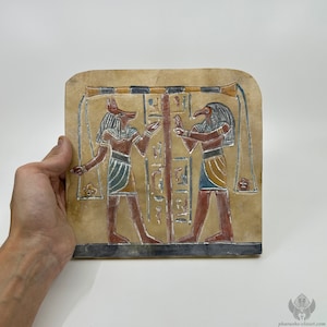 Weighting of The Heart Stele - Egyptian Stone Stela of Anubis and The Weighting of The Heart Ritual - Masterfully Handmade In Egypt