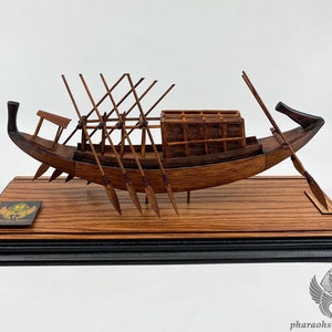 The Sacred Solar Ship of Khufu - Unique Ancient Egyptian Wooden Replica Ship of King Khufu - Pharaoh Khufu Collectibles - Handmade In Egypt