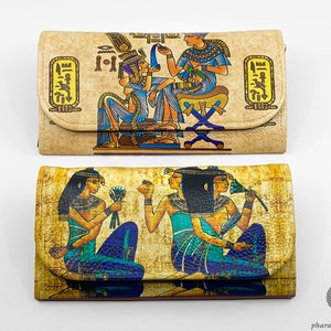 Charming Egyptian Wallets of Tutankhamun and Ankhesenamun - High Priestesses Wallet - Egyptian Leather Wallets Handmade in Egypt
