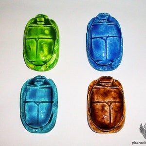 The Scarab of Luck Set - 4 Colors Available - Set of 8 - Egyptian Scarab - Scarab Amulet - Scarab Beetle - Scarab Beads - Handmade In Egypt