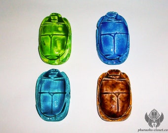 The Scarab of Luck Set - 4 Colors Available - Set of 8 - Egyptian Scarab - Scarab Amulet - Scarab Beetle - Scarab Beads - Handmade In Egypt