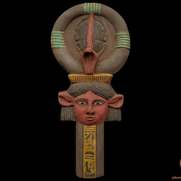 Replica of Hathors Sacred Sistrum Amulet - Unique Wall Hanging Stone Sistrum - Powerful Ancient Tool - Handmade and Activated in Egypt