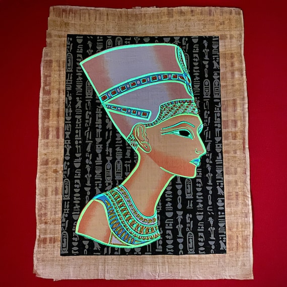 ネフェルティティ女王の光るパピルス画 - ユニークな古代 ネフェルティティ女王の光るパピルス画 - ユニークな古代