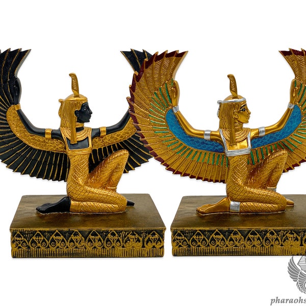 Estatua única de la diosa Maat - Disponible en oro y negro - Diosa egipcia antigua del orden y el equilibrio - ¡Hecha a mano y activada en Egipto!