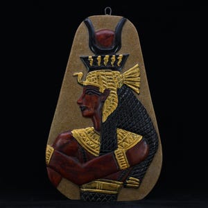 Wall Hanging Stele of Goddess Hathor - Unique Egyptian Alabaster Wall Art - Egyptian Artwork - Handmade In Egypt - Free Shipping