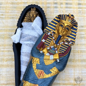 Charming Tutankhamun Coffin - Ancient Egyptian Antique Collectors - Available In 4 Sizes - Comes With A Mummy - Handmade In Egypt