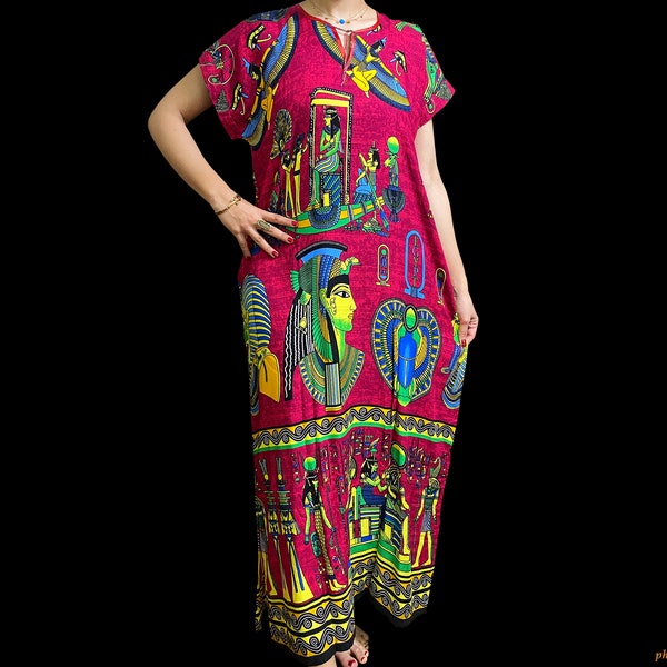 Egyptian Purple Red Goddess Dress - All Sizes - Divine Egyptian Kaftan Dress For Egyptian Queens - Boho Dress - All Sizes - Made in Egypt