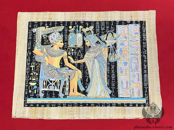 ネフェルタリの双子の炎の儀式 光るパピルス画 | 暗闇で光る絵画