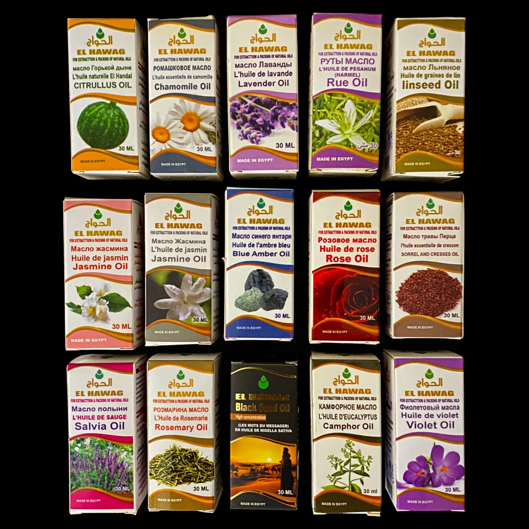 Set of 15 Pure Egyptian Essential Oils Cold Pressed Handmade Egyptian