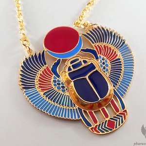 The Egyptian Sacred Scarab Pendant - Golden Scarab Pendant - Egyptian Scarab Amulet - Luck Scarab Amulet - Scarab King - Handmade in Egypt