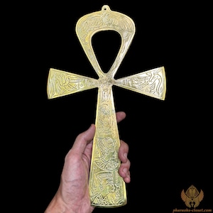 Large Egyptian Healing Ankh Handmade of Pure Brass - Egyptian Key of Life Golden Ankh - Ankh Healing Tool - Activated and Handmade In Egypt
