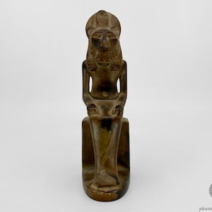 REAL Stone Statue of Goddess Sekhmet - Unique Stone Figurine of The Lioness Headed Goddess Sekhmet - Egyptian Altar Tool - Handmade In Egypt