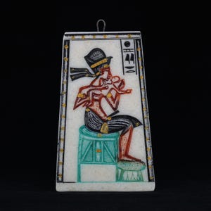 Akhenaten Kissing His Daughter Plaque - Rare Egyptian Alabaster Stele - Egyptian Plaque Egyptian Tablet - Handmade In Egypt - Free Shipping