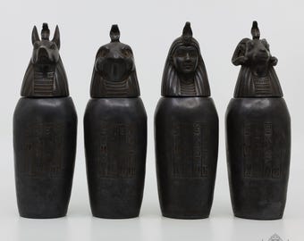エジプト マトリョーシカ :カノプス壷(ホルスの4人の息子) エジプト美術 カノプス壺セット ホルスの息子4人 2色 エジプト製