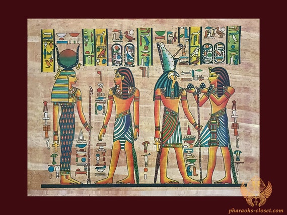 魂を癒す儀式のエジプトのパピルス画 - エジプトの神々と女神の珍しい