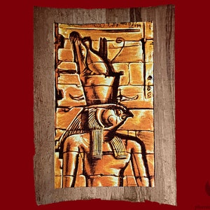 Lavish Egyptian Papyrus Painting of God Horus- Unique Egyptian Art of The Falcon Headed God Horus - Handmade in Egypt With Authentic Papyrus