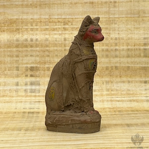 Rare Mummified Bastet Statue - 80 Years Old Egyptian Cat Statue of Goddess Bastet - Egyptian Cat For Protection - Handmade In Egypt