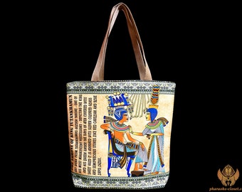 The Throne of King Tutankhamun Shoulder Bag - Unique Egyptian Tote Handbag - Shopping Bag - Handmade In Egypt