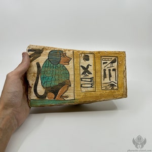 Rare Ancient Egyptian Wooden Palette of The Egyptian God Babi - The Baboon Egyptian Tablet - Carefully Handmade In Egypt Using Real Wood
