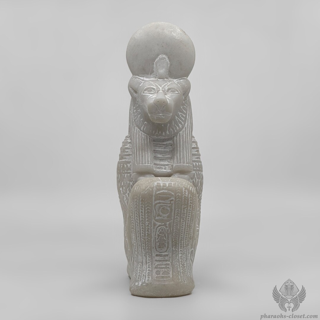 Pure White Alabaster Statue of Sekhmet Egyptian Handmade Statue of