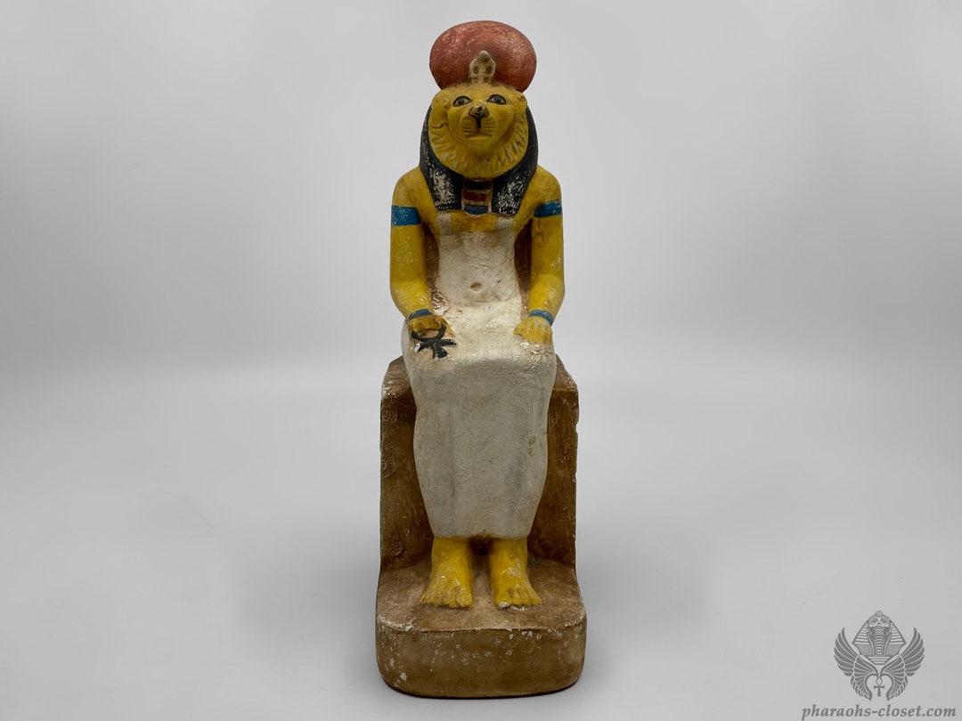 TRANGSOOG Sekhmet Statue – Ägyptische Göttin Auf Thron, 9,7 Cm, Schwarz, Aus Harz