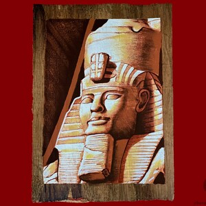 Lavish Egyptian Papyrus Painting of Pharaoh Ramses in Abu Simbel Temple Aswan Egypt - Unique Ancient Egyptian Art - Handmade in Egypt