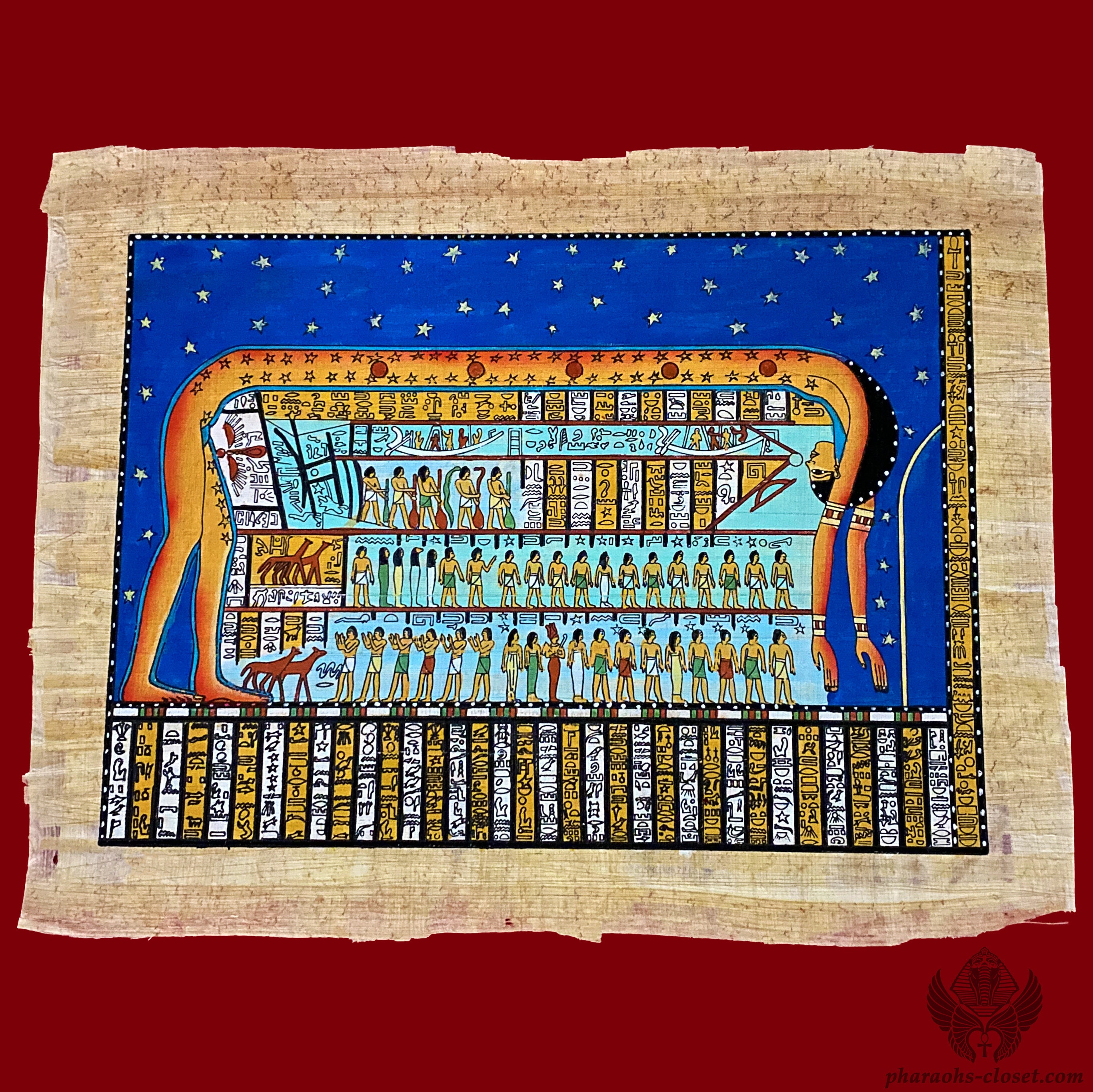 【SALE／37%OFF】 女神ナットの豪華なパピルス画 - 星の女神ナットの珍しい古代 絵画