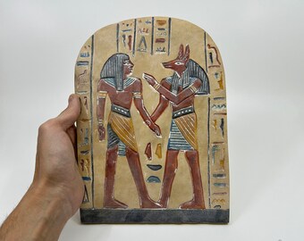 Egyptian Stele Stela of God Anubis - Egyptian Tablet of Anubis - Egyptian Afterlife God Stele - Masterfully Handmade In Egypt Using Stone