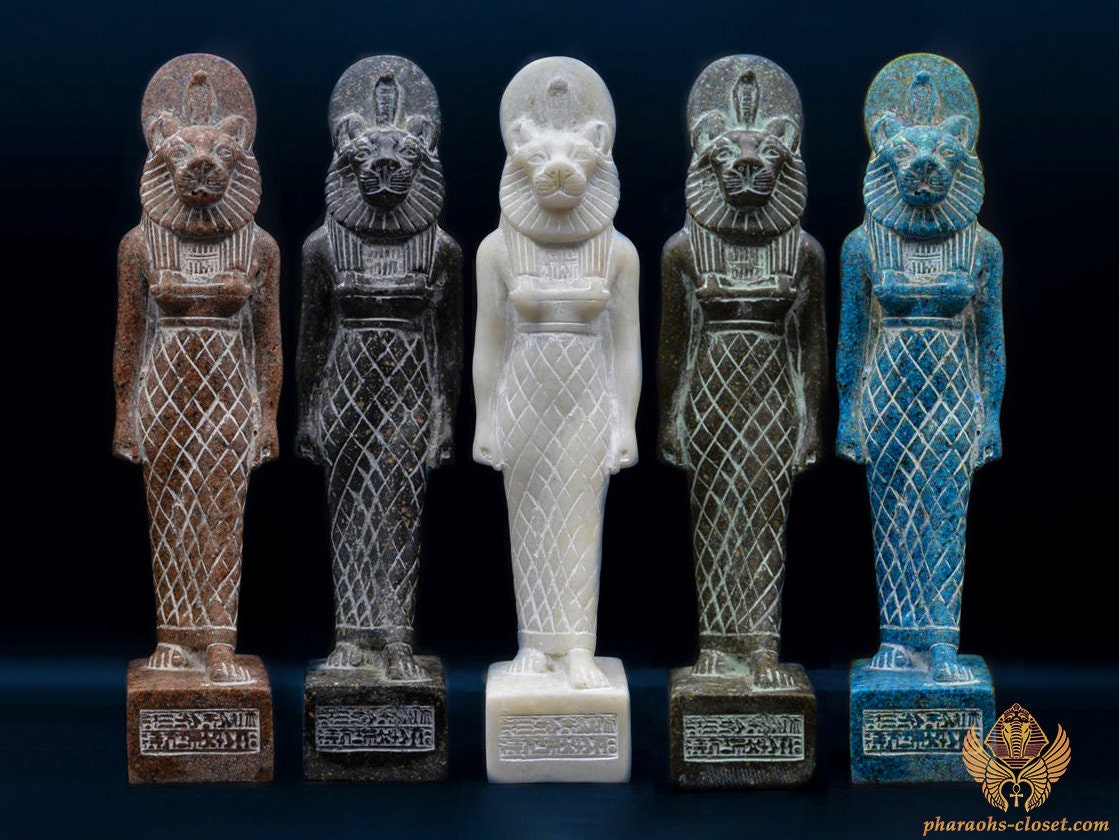 The Mighty Sekhmet Statue - Goddess Egyptian Marble Granite Handmade in Egypt