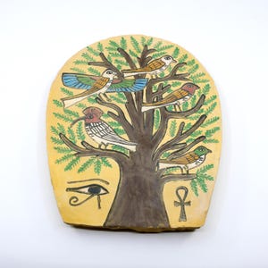 Handmade Stone Stele of The Egyptian Tree of Life - Egyptian Tablet of Wisdom - Egyptian Stone Plaque - Free Shipping