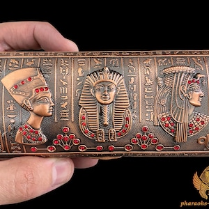 Queens of Ägypten Kleine Ägyptische Schmuckschatulle aus Kupferlegierung - Ägyptische Schmuckschatulle - Sorgfältig handgefertigt In Ägypten