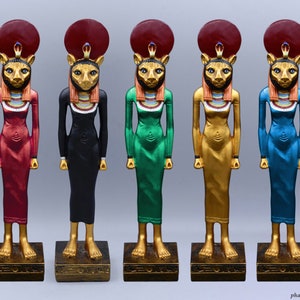 Unique Figurine of Goddess Sekhmet - Available in 5 New Colors - Sekhmet Small Statue - Rare Egyptian Art - Masterfully Handmade in Egypt