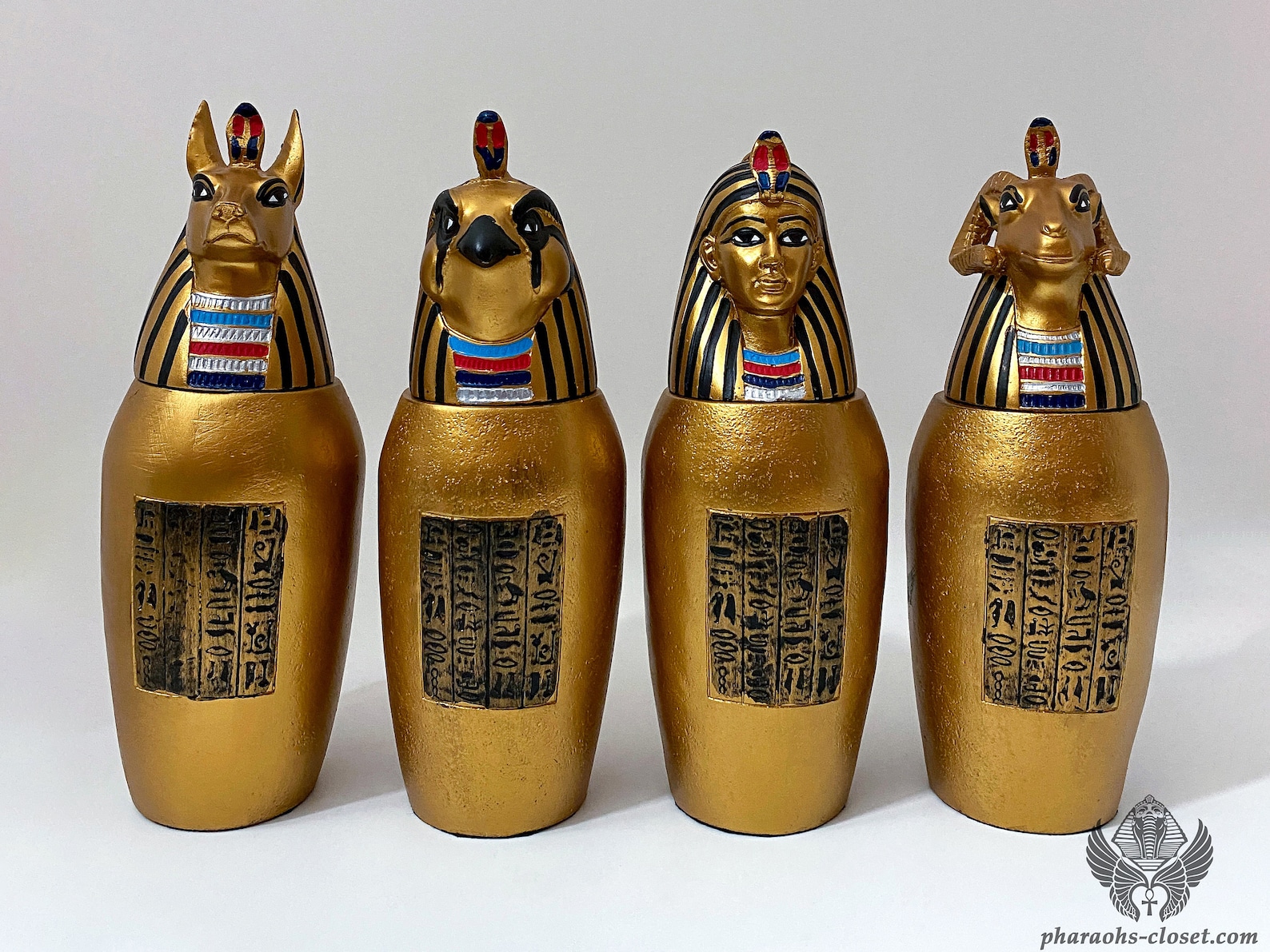 The Four Sons of Horus Golden Canopic Jars Egyptian Canopic Etsy