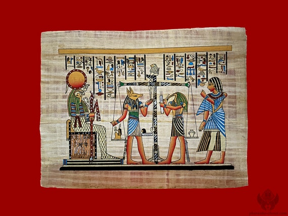 心臓の重み付けのパピルス画 - 死者の書の儀式を描いた珍しい古代