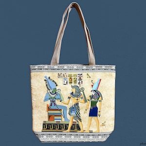 Sac à bandoulière égyptien Toutankhamon, Horus et Osiris pour homme et femme - Sac à main fourre-tout égyptien unique - Sac à provisions - Fait main en Egypte