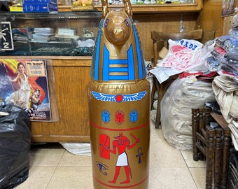 Rzadka nadmuchiwana figurka Anubisa - Duża egipska nadmuchiwana figurka Anubisa - Kolekcjonerskie przedmioty przedstawiające boga Anubisa - Kolekcje egipskich nadmuchiwanych przedmiotów