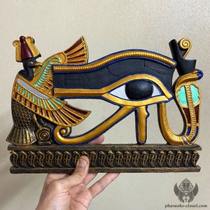 Eye of Horus Plaque - Egyptian Eye of Horus Wall Mounted Sculpture - Eye of Horus Wall Hanging - Carefully Handmade In Egypt