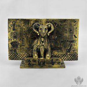 Unique Frame Sculpture of God Khnum - Khnum Altar - Khnum Shrine - Egyptian Altar Tools - Egyptian Shrine Tools - Handmade In Egypt