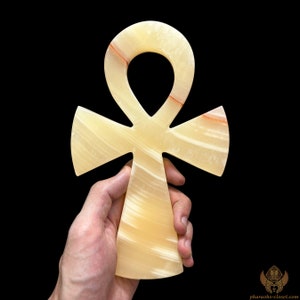 The Healing Ankh of The Sun - Pure Alabaster Egyptian Cross Made For Spiritual Work n Magic n More - Handmade n Activated In Egypt
