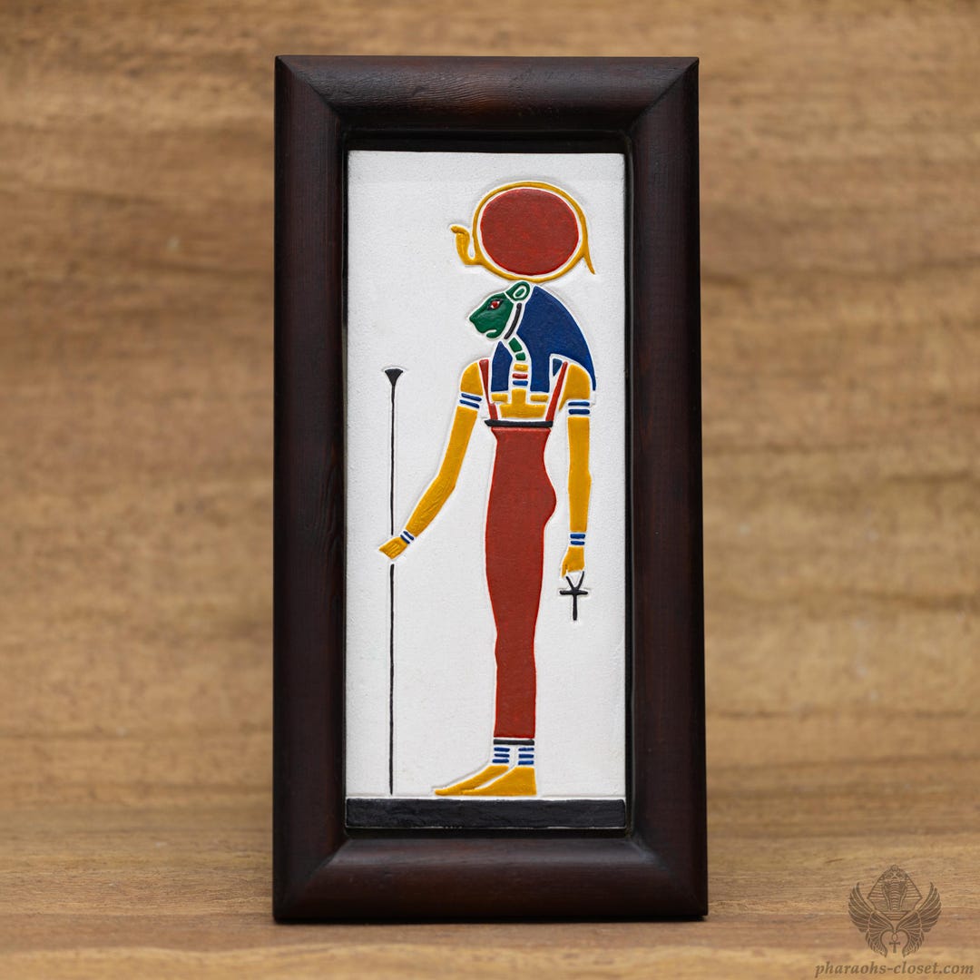 Egyptian Wall Decor of Goddess Sekhmet - Wooden Wall Art of Sekhmet ...