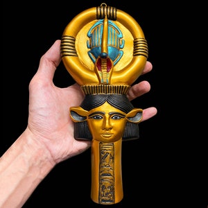 ユニークなハトホル シストラム エジプト壁装飾芸術作品 - エジプト壁掛け彫刻 - エジプトで丁寧に手作り