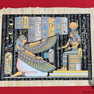 エジプト パピルス絵画 天空の女神ヌト 額縁はなし 女神ヌトの豪華なパピルス画 - 星の女神ヌトの珍しい古代
