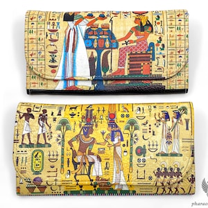 Set mit 2 Pharaonischen Brieftaschen - Einzigartige Kunstleder Brieftaschen - Handgefertigt und Aktiviert in Ägypten